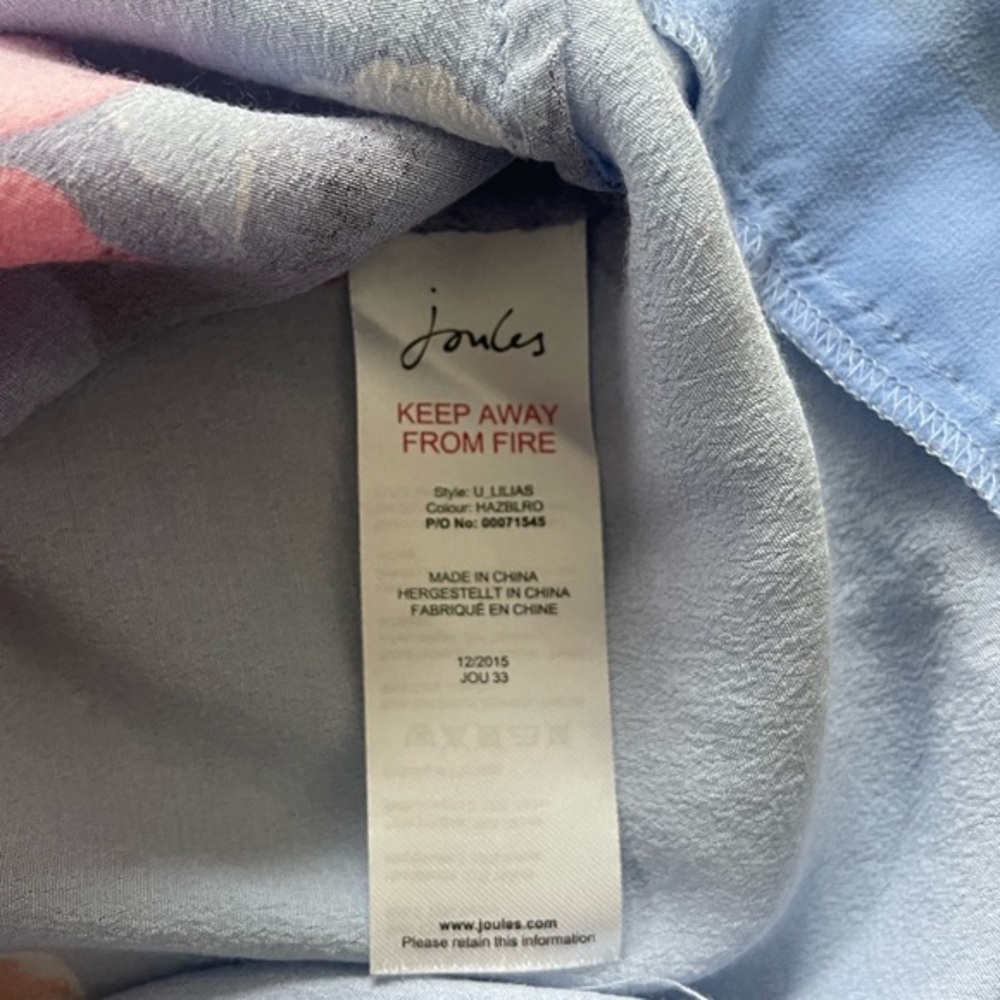 JOULES Floral Feminine Sleeveless Top Light Blue Pink Collar Spring Size 10 - Picture 4 of 10